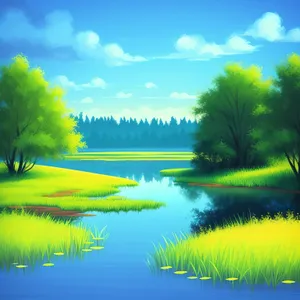Serene Sunset over Golden Meadow