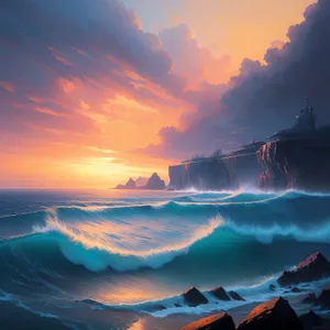 Serenity at Twilight: Captivating Sunset Over Coastal Canyon