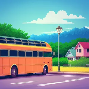 School Bus Travel - Public Transportation on Highway