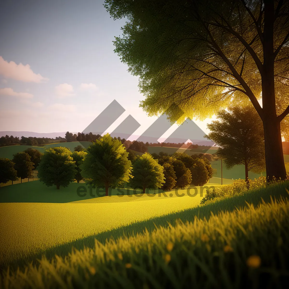 Picture of Vibrant rapeseed field under the sunny sky.