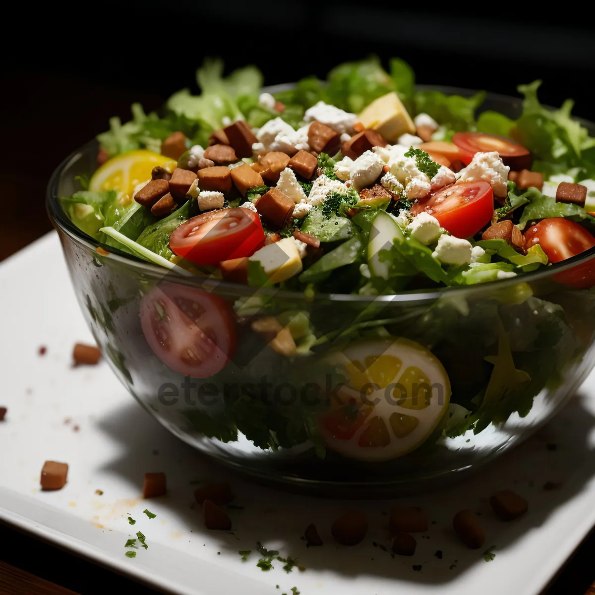 Picture of Delicious Vegetable Salad with Tomato and Lettuce