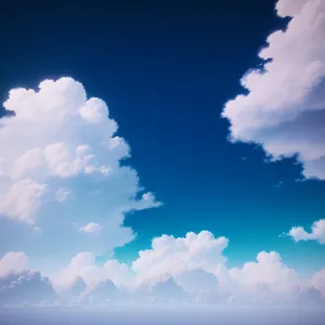 Vibrant Summer Sky with Fluffy Clouds