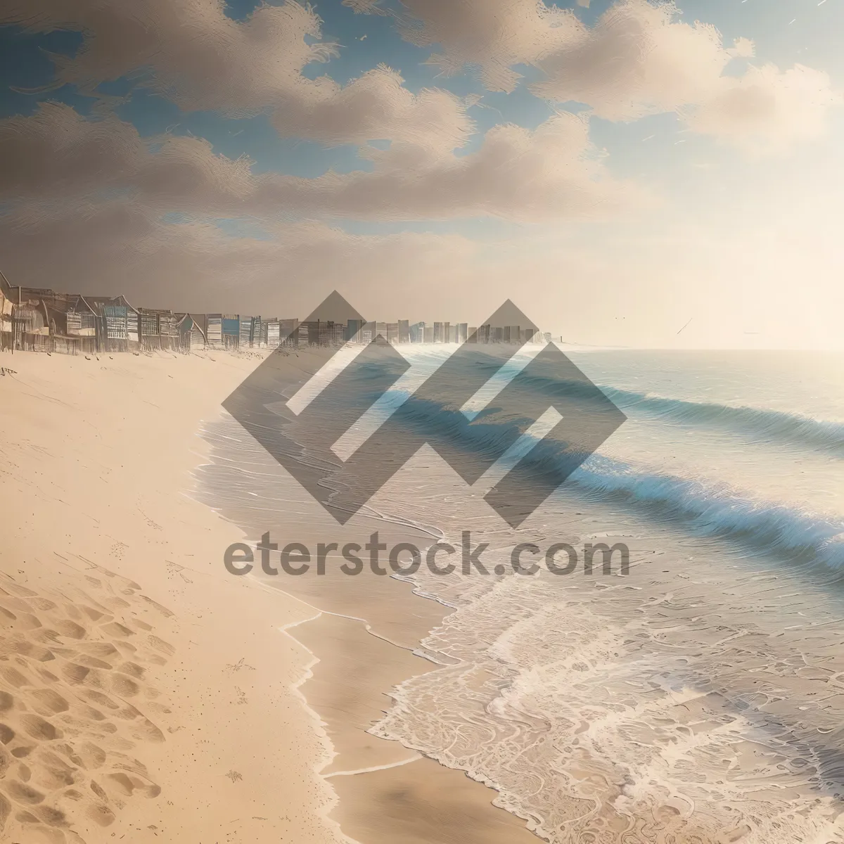 Picture of Turquoise waves crashing on sun-kissed beach