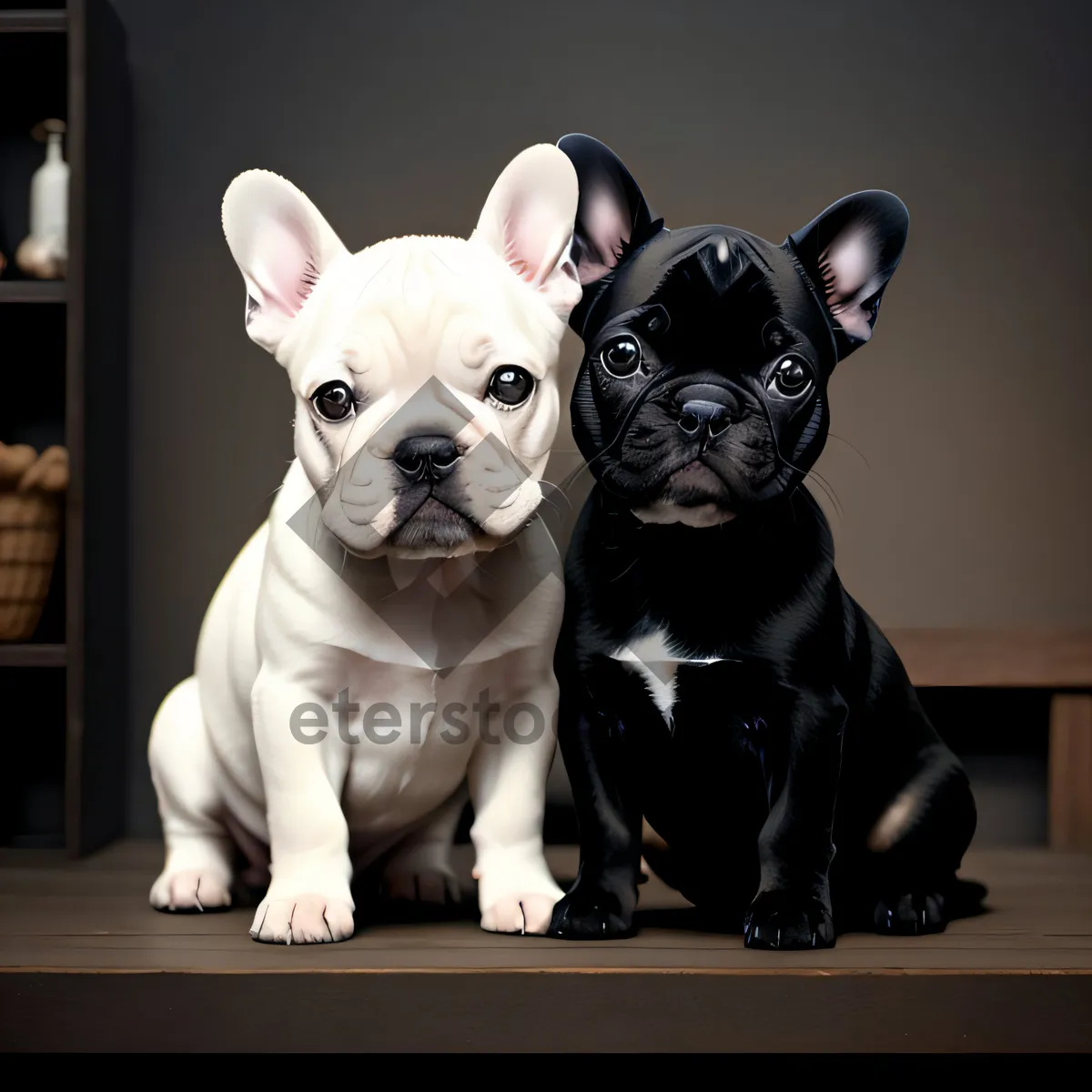 Picture of Cute Bulldog Puppy with Wrinkles and Bow Tie