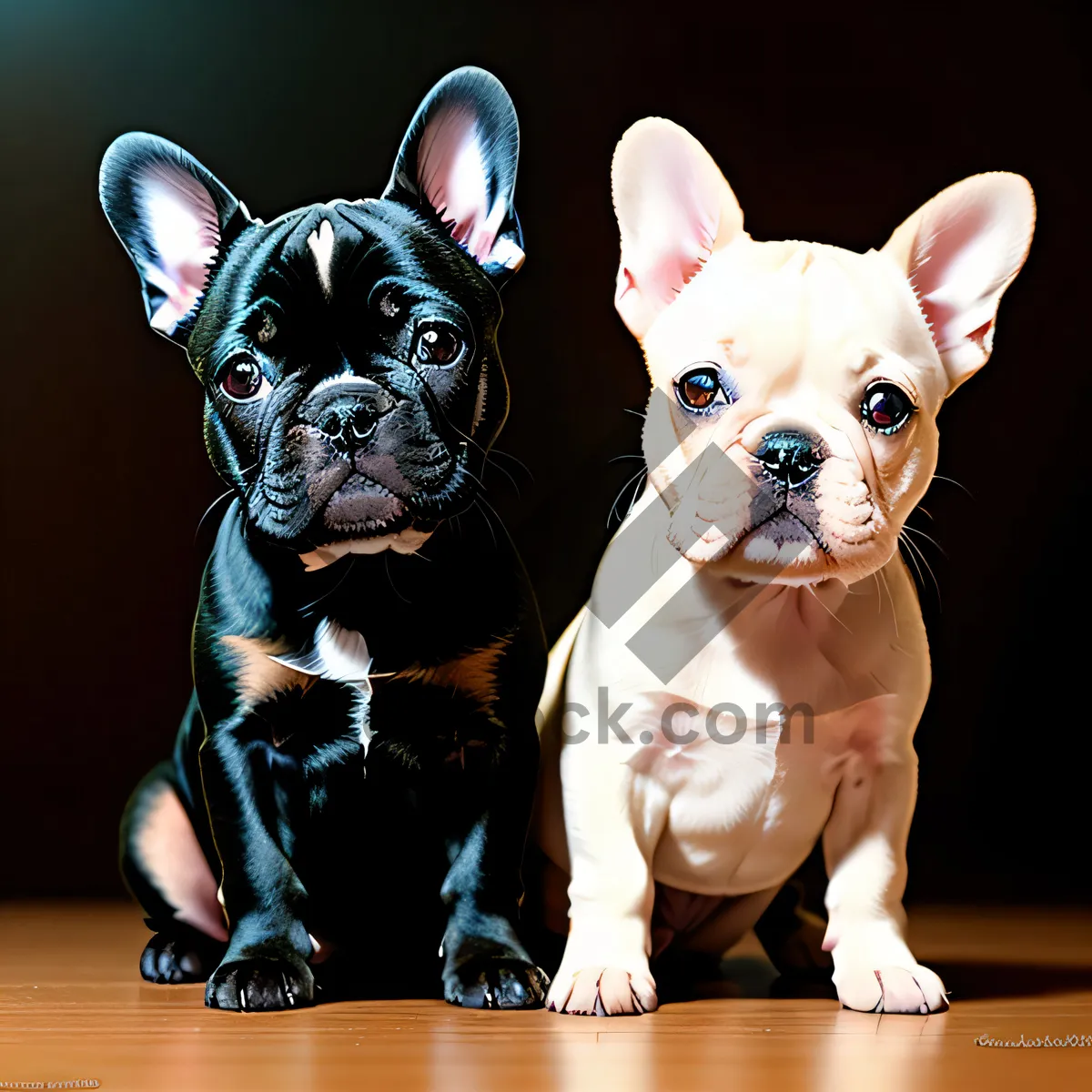 Picture of Cute Bulldog Puppy Sitting, Adorable and Wrinkled