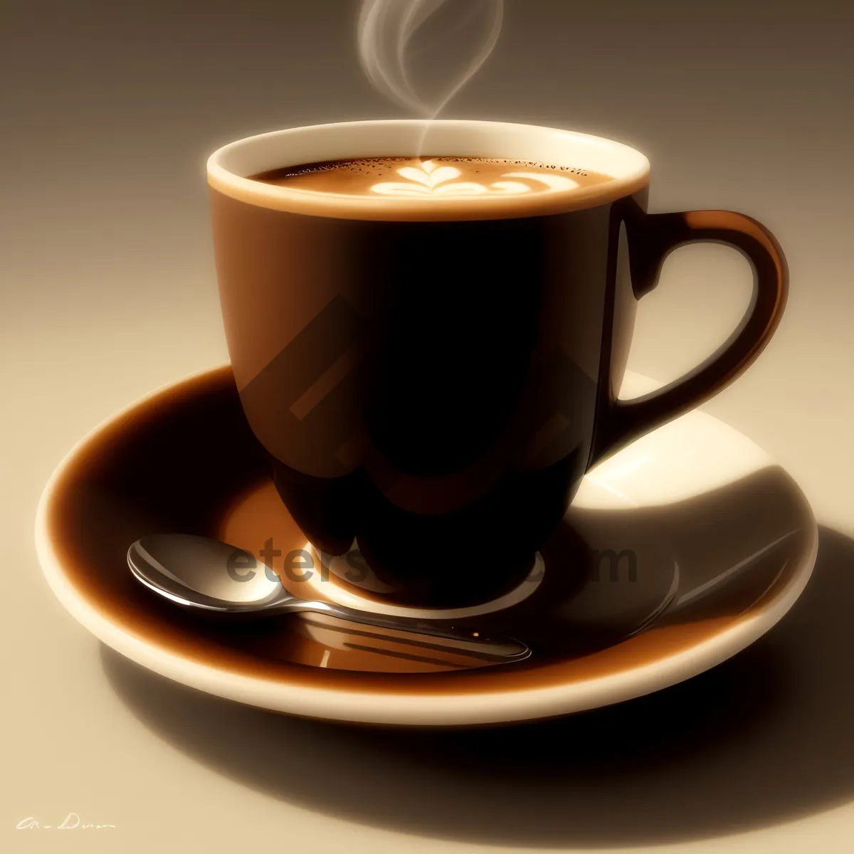 Picture of Freshly Brewed Morning Coffee on Dark Table