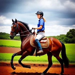 Graceful Equine Stallion Galloping in Green Field