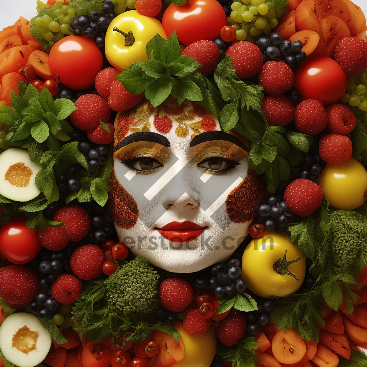 Picture of Fresh Vegetable Salad with Fruits and Citrus