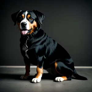 Cute Purebred Swiss Mountain Dog Puppy Sitting