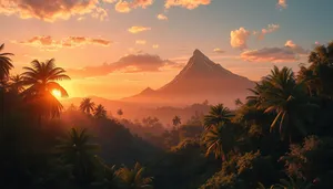 Tropical Sunset Beach Palm Tree Silhouette Sky Landscape