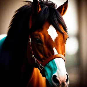 Elegant Thoroughbred Stallion in Brown Bridle