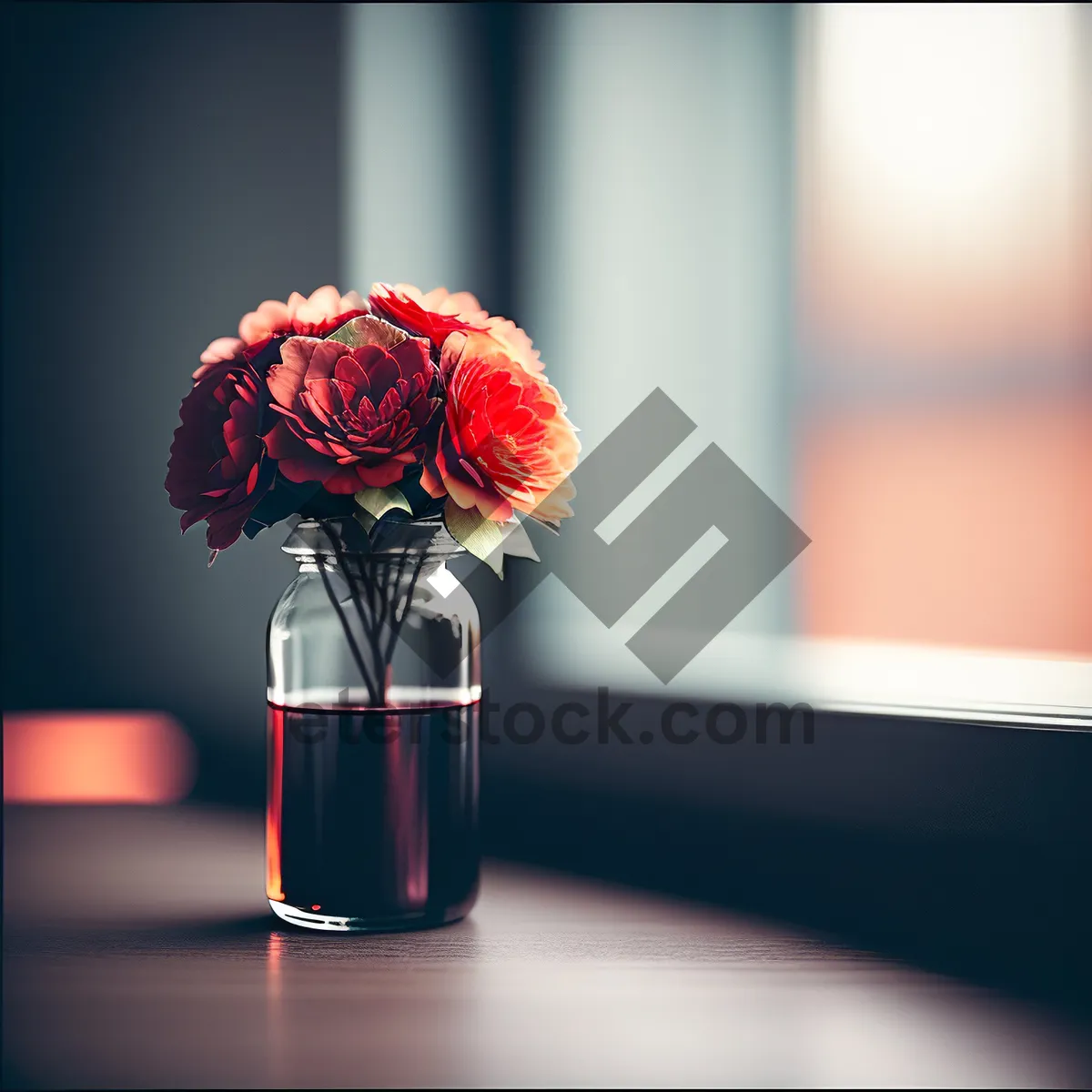 Picture of Blossoming Rose in LED-lit Vase