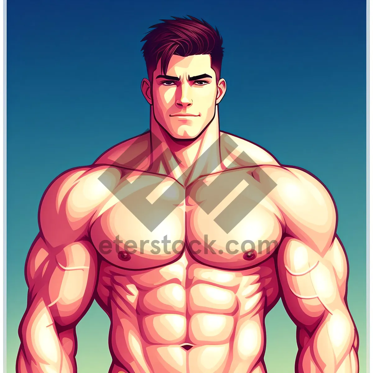 Picture of Cartoon Bodybuilder: Human Body Drawing Art