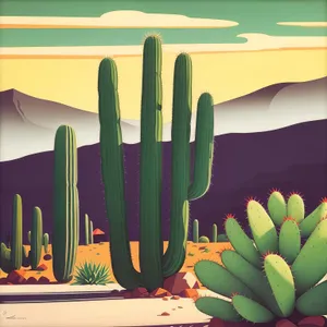 Colorful Cactus Pencil Drawing - Creative Office Decor