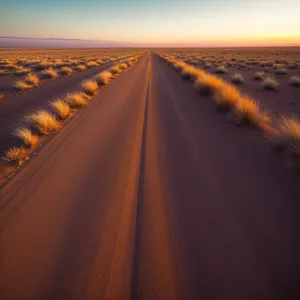Vibrant Sunset Over Desert Highway