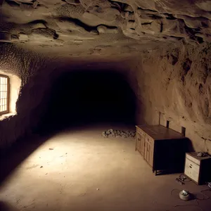 Underground Historic Stone Passageway in Old Building