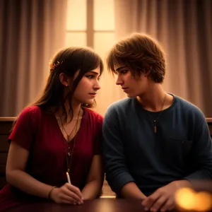 Happy Couple of Students Smiling Indoors