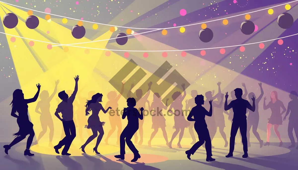 Picture of Black silhouette of people at a dance party