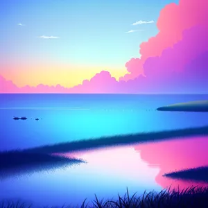 Vibrant Sunset Over Ocean Horizon