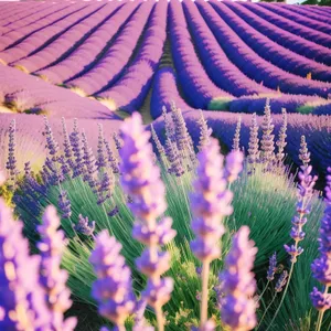 Colorful Lavender Flowers in Rural Meadow