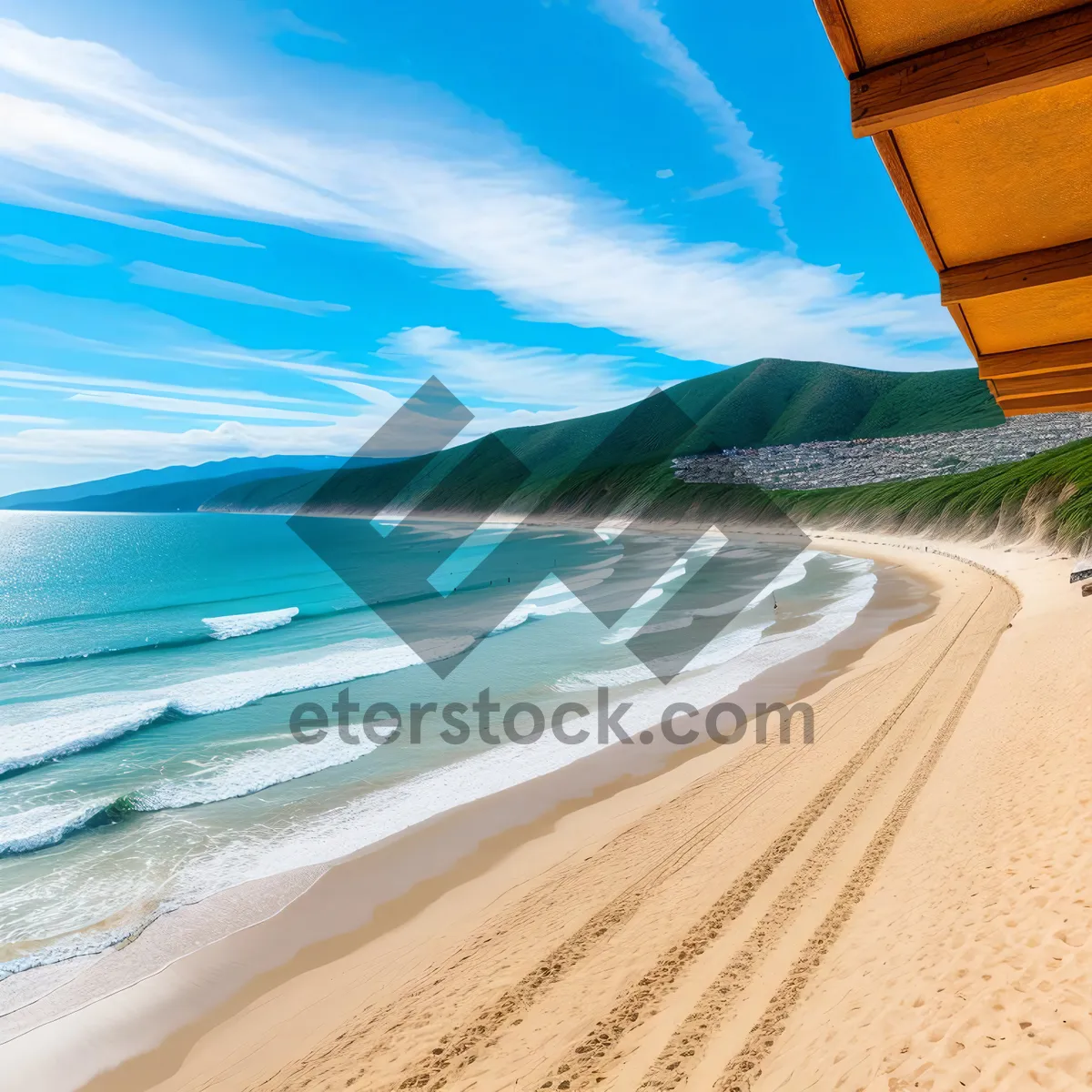 Picture of Turquoise Beach Paradise: Tropical Coastline Under Sunny Skies