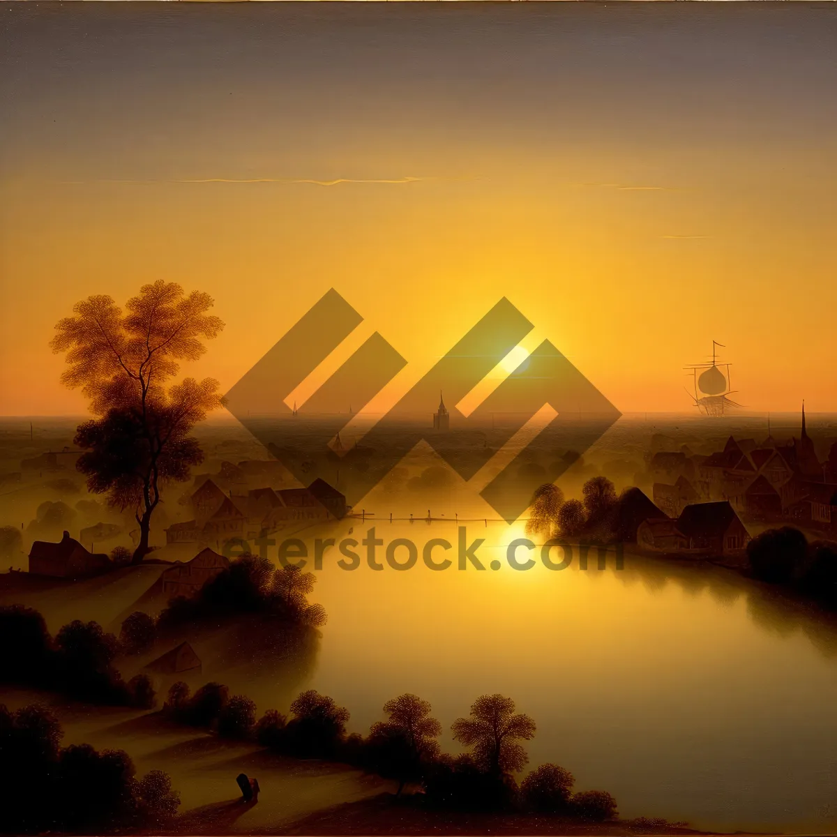 Picture of Golden Horizon: Serene Sunset over Reflective Water