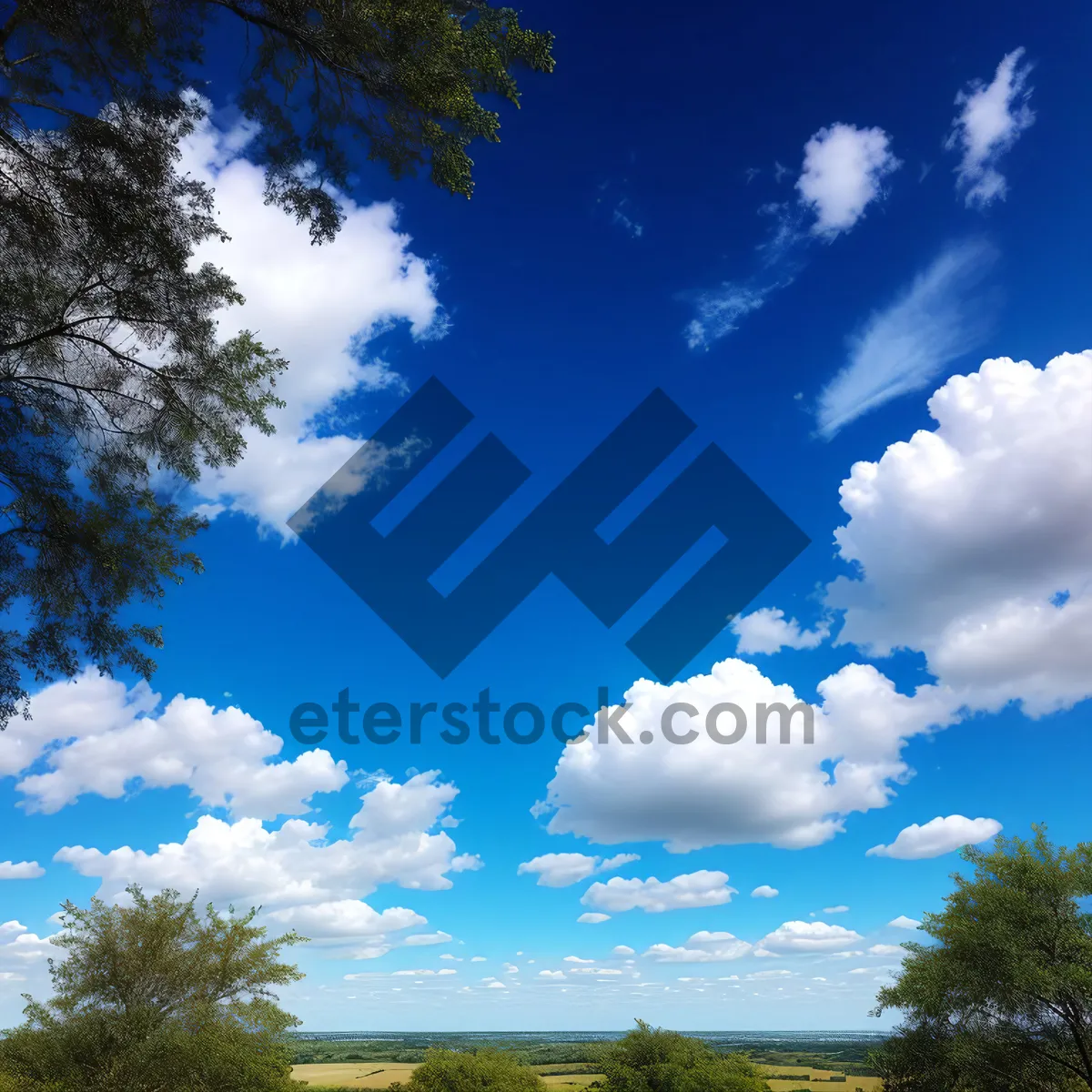 Picture of Serene Summer Sky with Fluffy Clouds