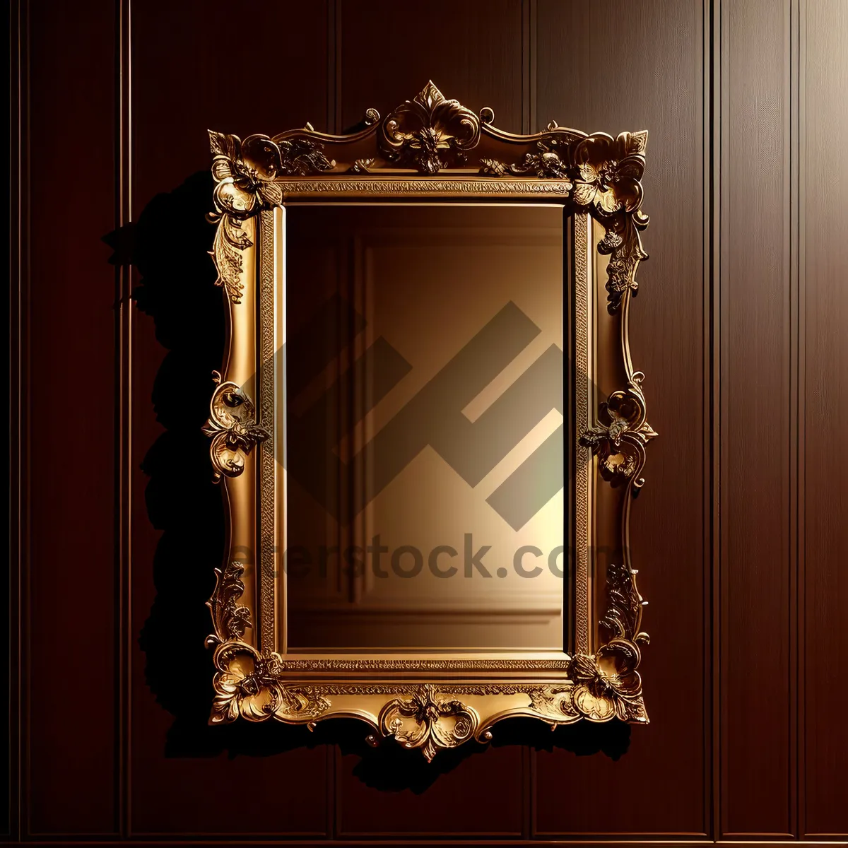 Picture of Vintage Golden Wooden Frame with Ornate Antique Design