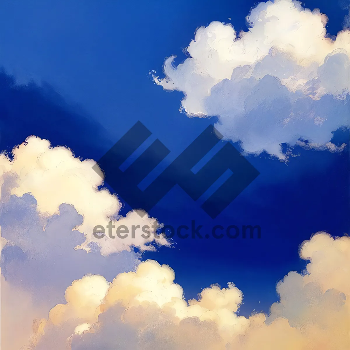 Picture of Serene Summer Sky with Fluffy White Clouds