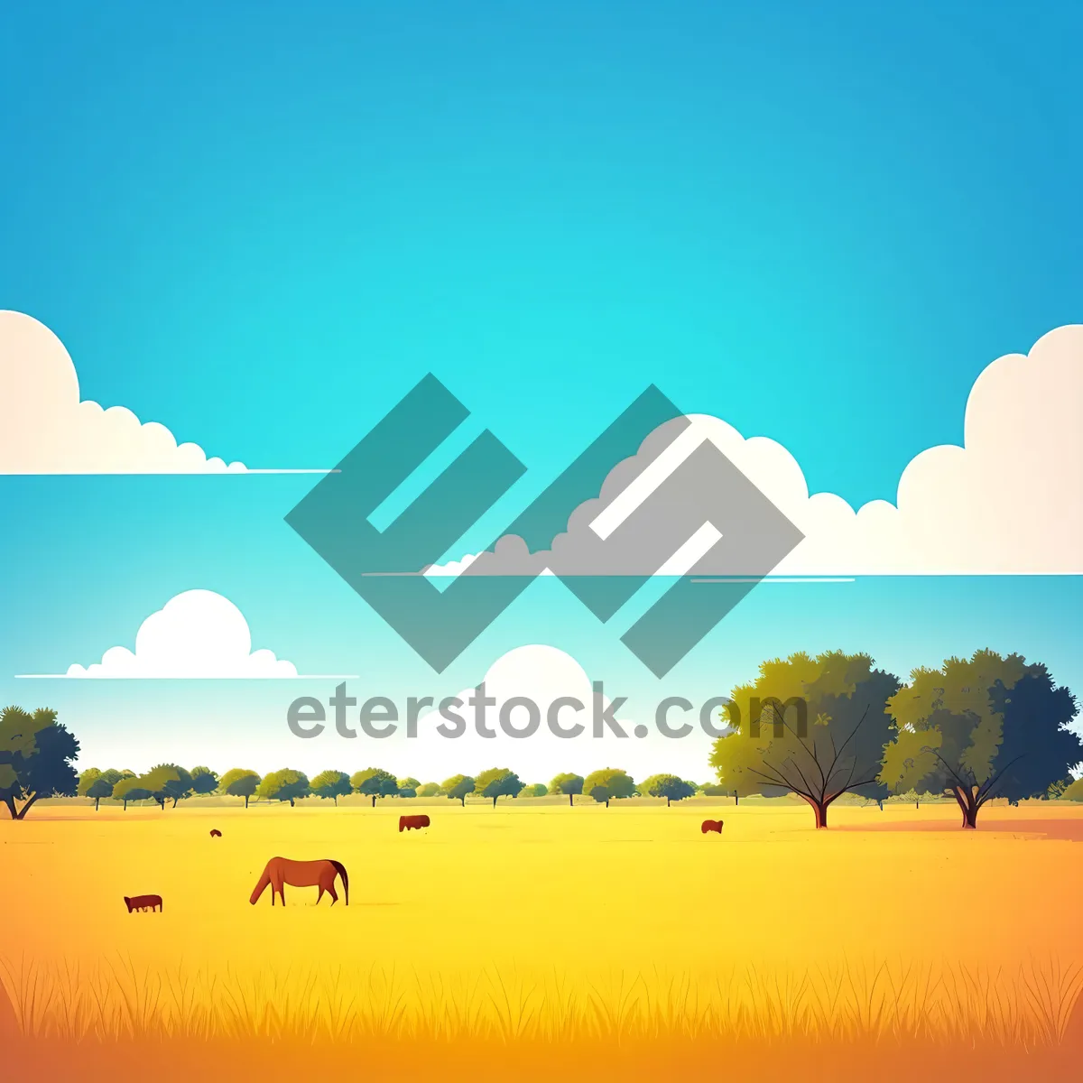 Picture of Serene Summer Vista: Sunlit Sky over Savanna Landscape