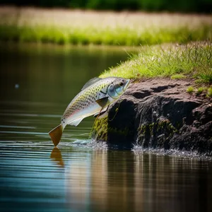 Wild Peafowl Reflecting in Calm Waters