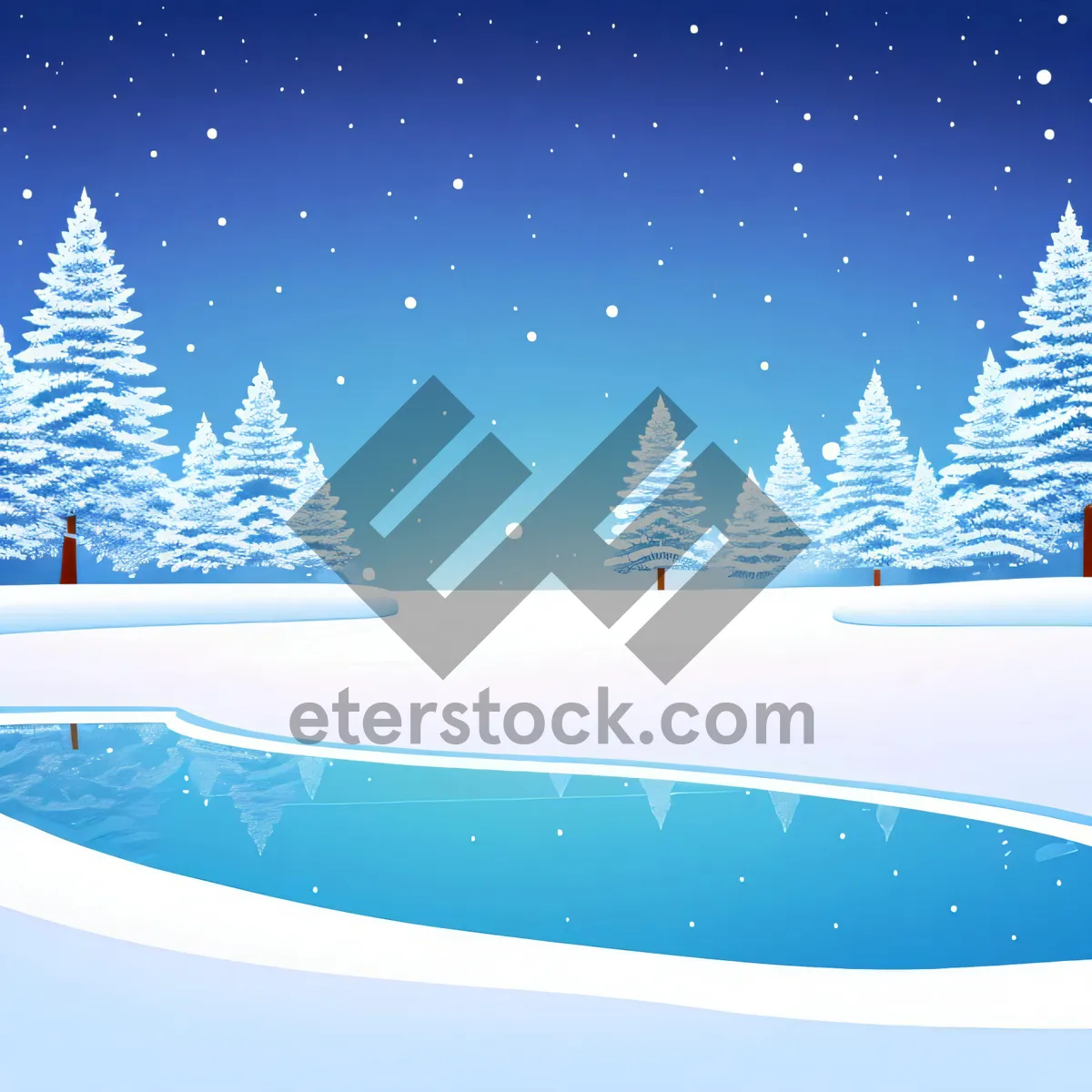 Picture of Winter Wonderland: Festive Snowflake with Fir Tree