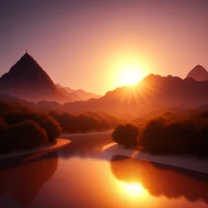 Vibrant Sunset Over Serene Seascape - Nature's Perfect Harmony