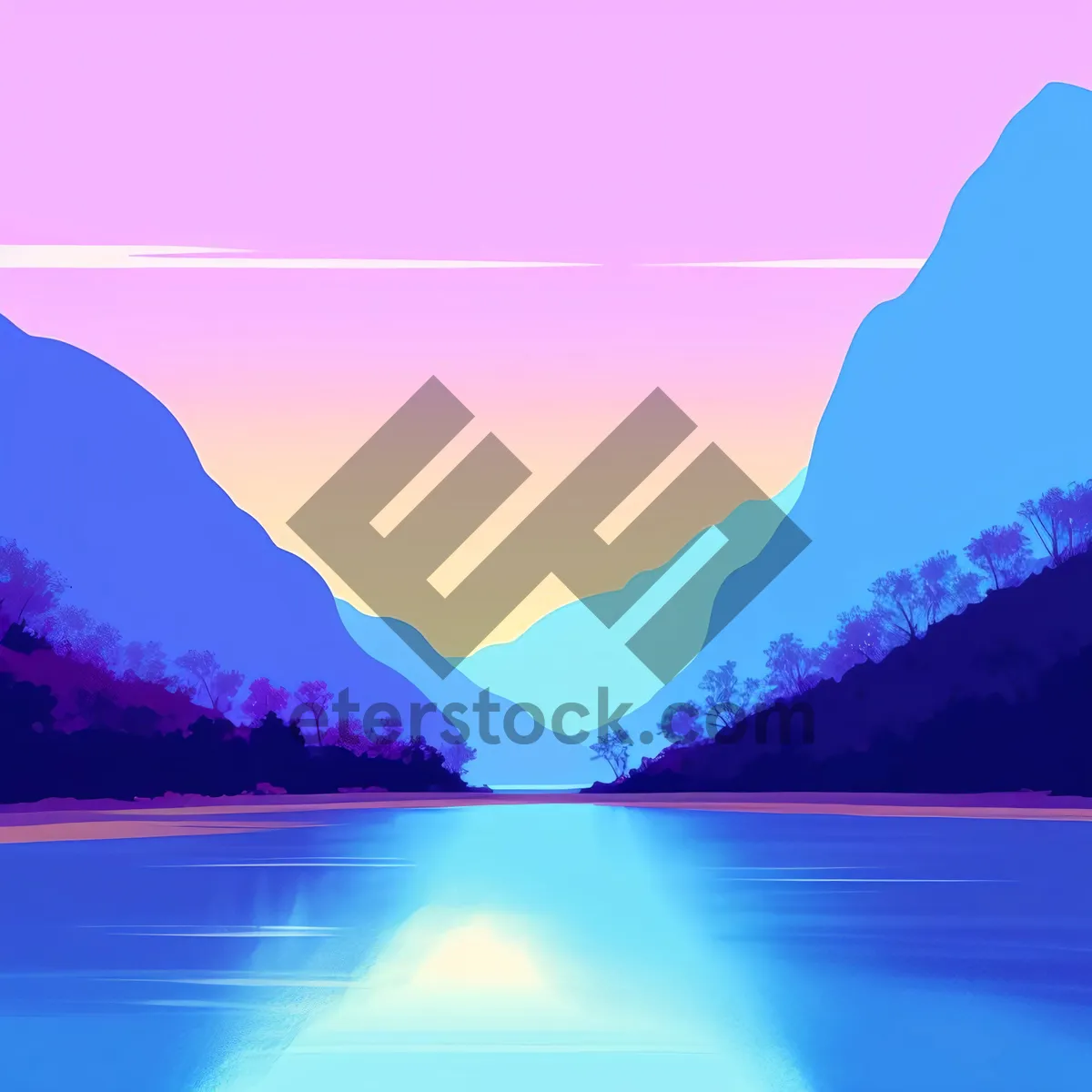 Picture of Serene Sunset Over Mountain Lake