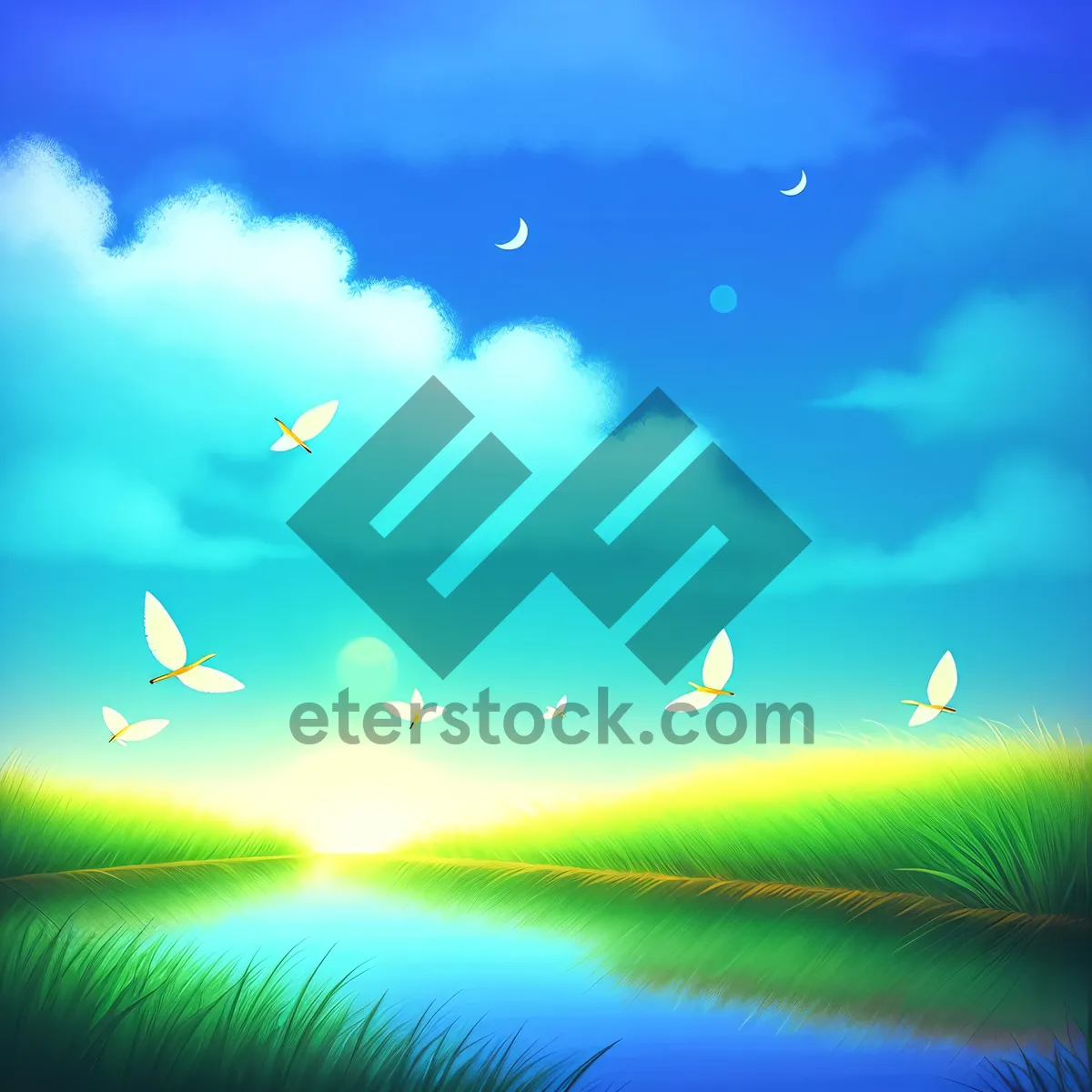 Picture of Bright Summer Landscape under Sunny Sky