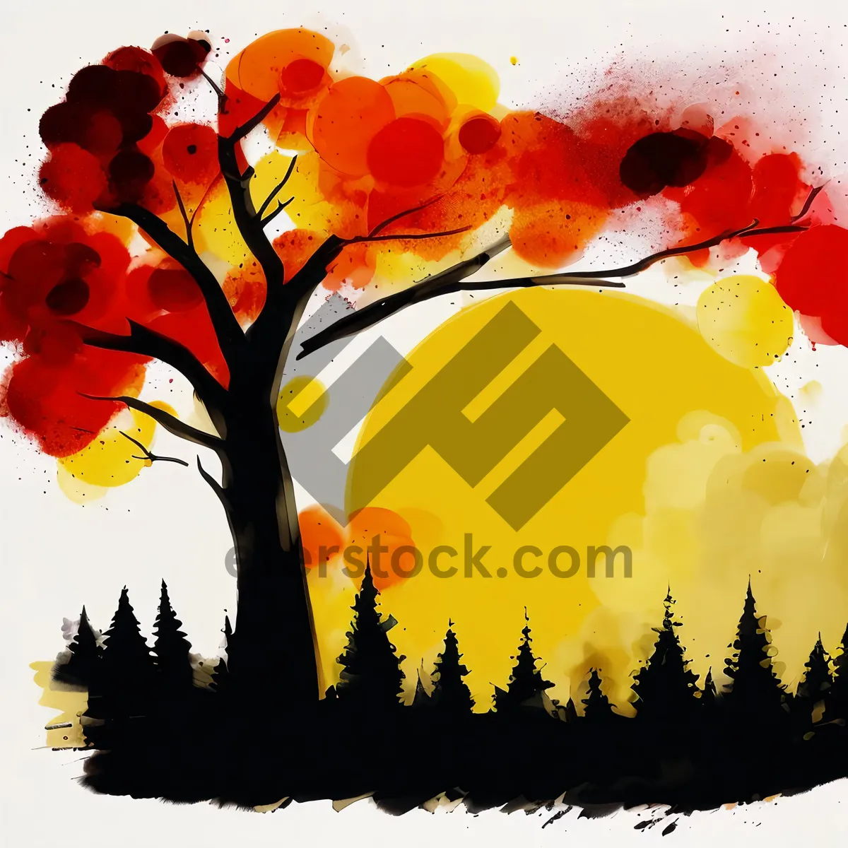 Picture of Halloween Pumpkin Silhouette Cemetery Cartoon Art