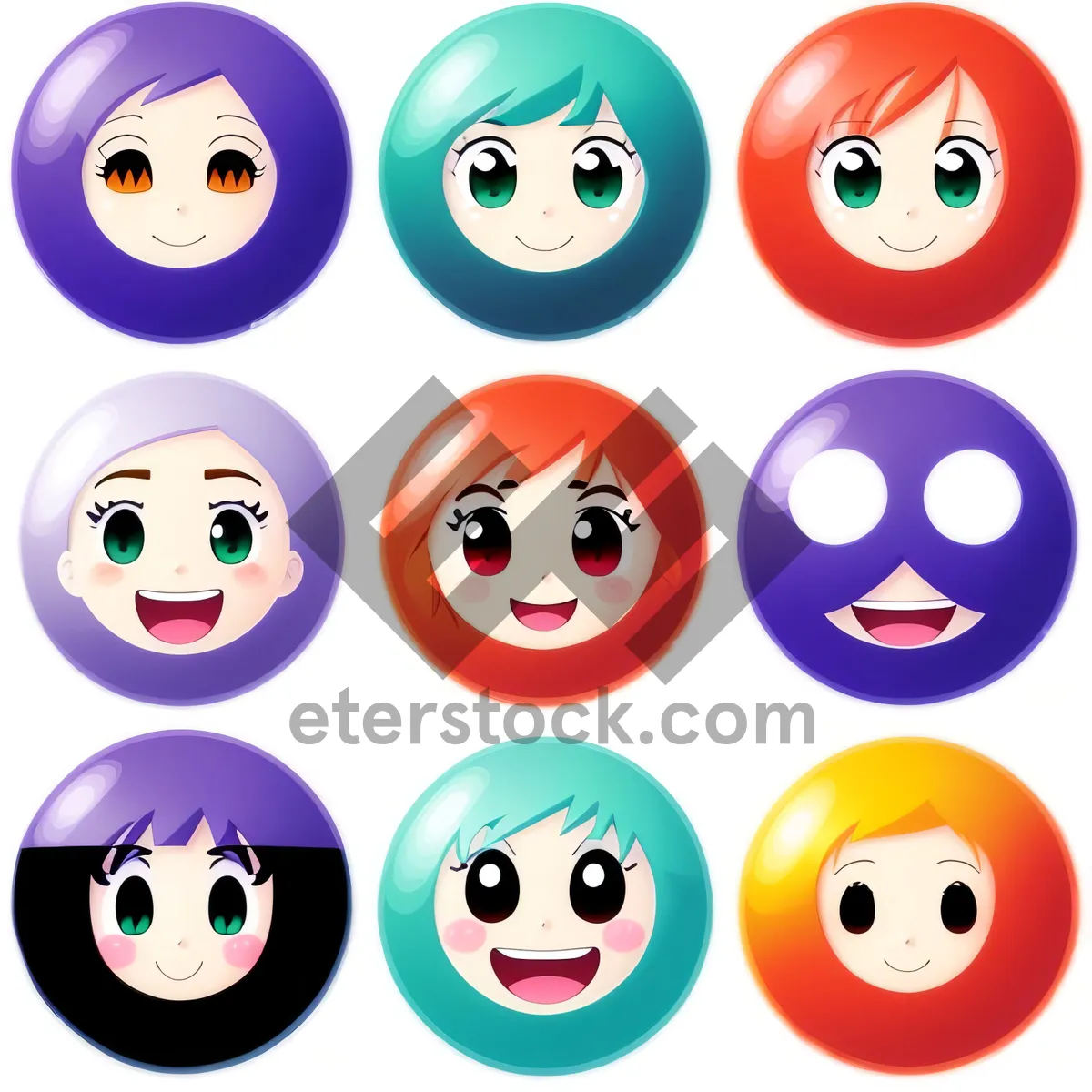 Picture of Cartoon Eyebrow Icons Set for Web Buttons