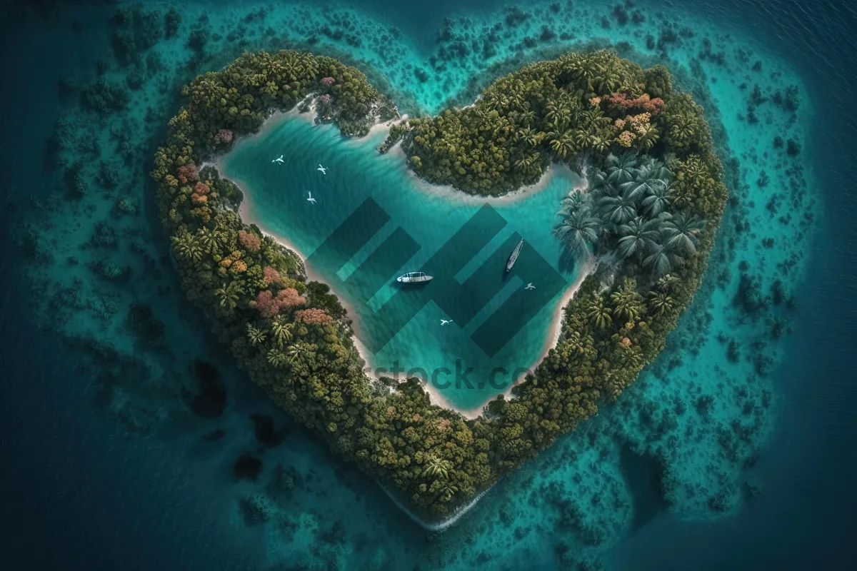 Picture of Colorful Tropical Reef with Electric Ray Swimming Under Sunlight