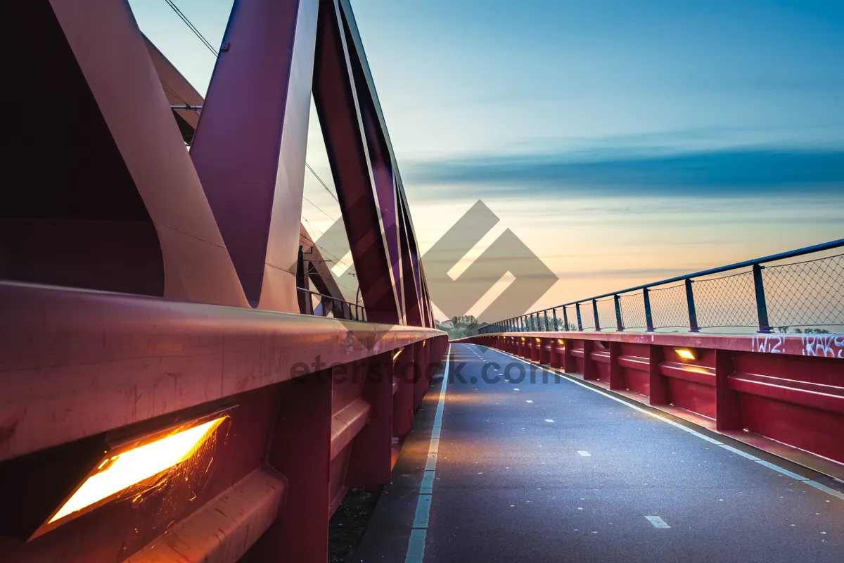 Picture of aesthetic sunset view over ocean from bridge deck