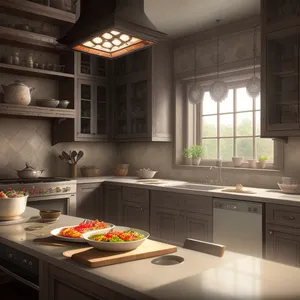 English-style kitchen design with modern appliances