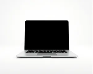 Modern laptop with black design and empty screen