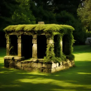 Ancient Stone Temple in Historic Landscape.