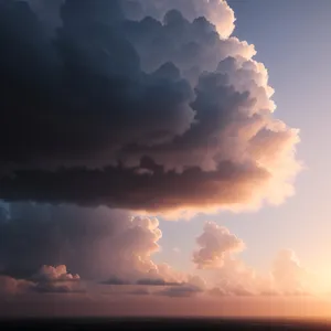 Vibrant Sunset Sky with Fluffy Clouds