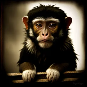 Adorable Wild Primate with Black Fur: Cute Monkey Portrait