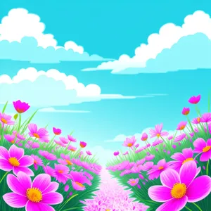 Colorful Floral Pattern with Pink Blossoms