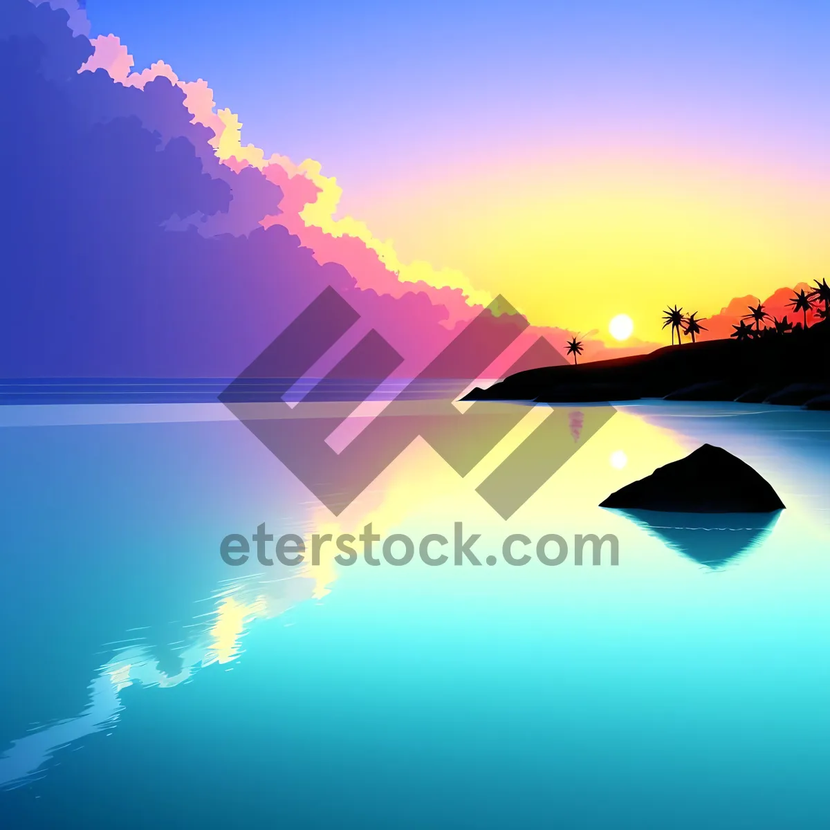 Picture of Colorful Summer Sky Over Serene Seascape