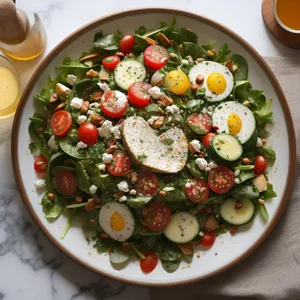 Fresh, Delicious Salad with Tomatoes and Olives