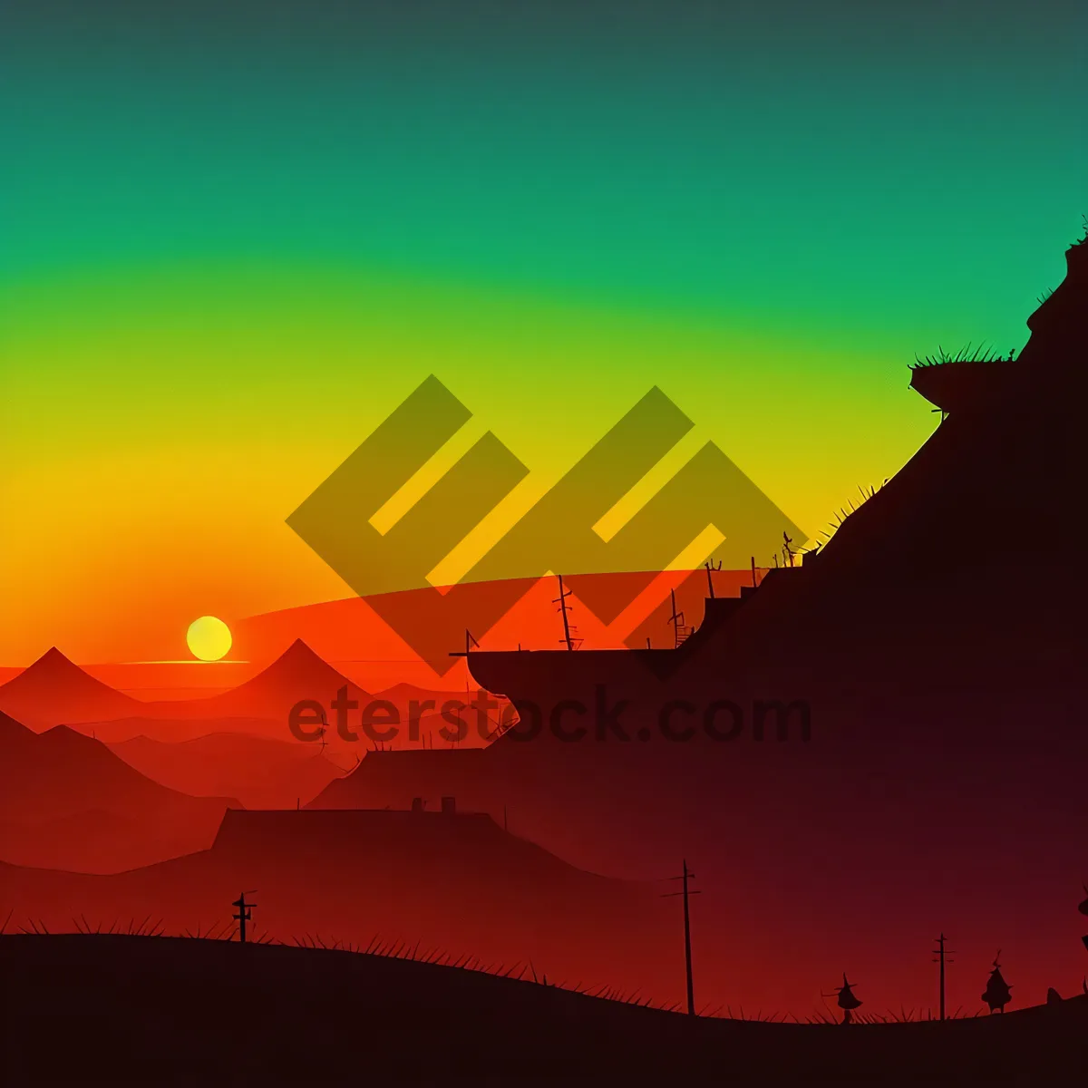 Picture of Mountain Horizons: Golden Sunrise over Majestic Peaks