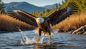 Flight of the Bald Eagle over Water