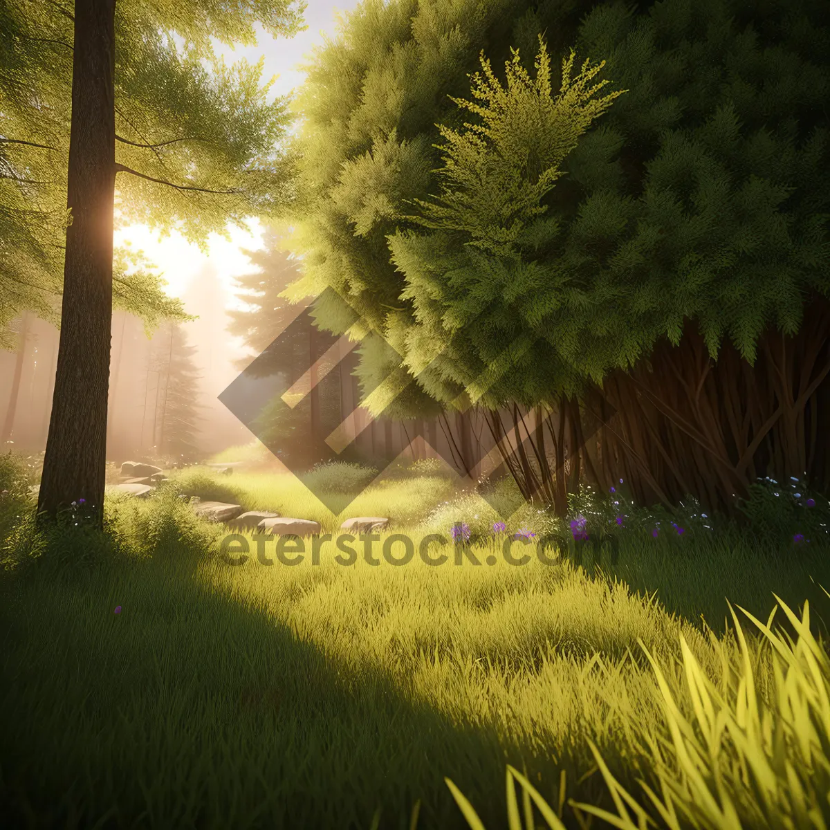 Picture of Vibrant rural forest under sunny skies